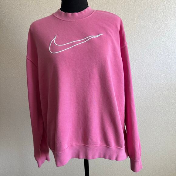 Nike Dri Fit Get Fit Swoosh Graphic Crewneck Pullover Sweatshirt Pink Women M - Picture 1 of 11